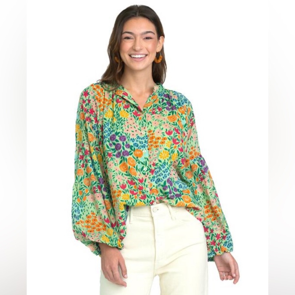 Olivia James Emory Blouse Meadow Mint Peasant